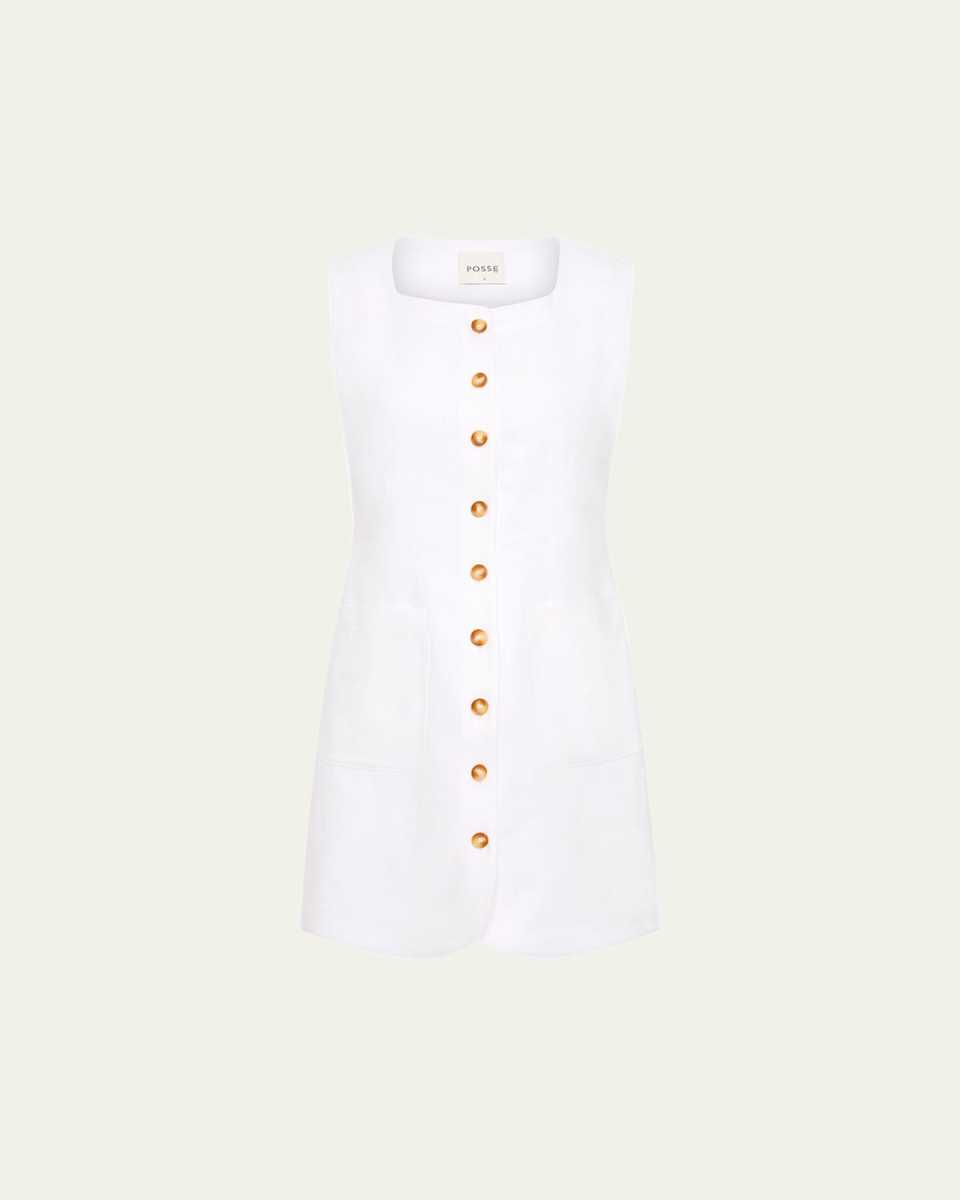 Emma Button-Front Mini Dress